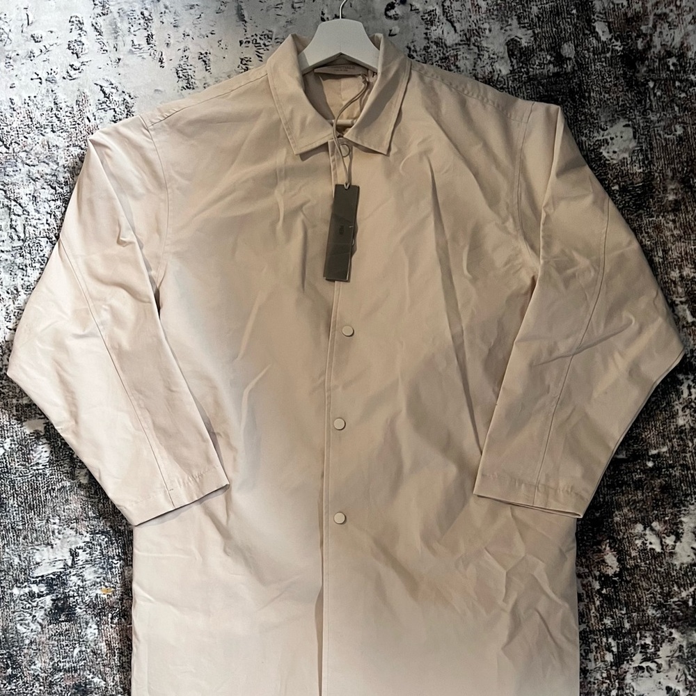 Essentials Fear of God Men Trench Coat Oversized Cream